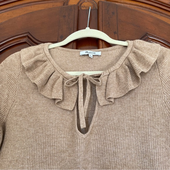 Madewell Tie-Neck Ruffle Pullover Sweater | Size Small - Picture 8 of 11